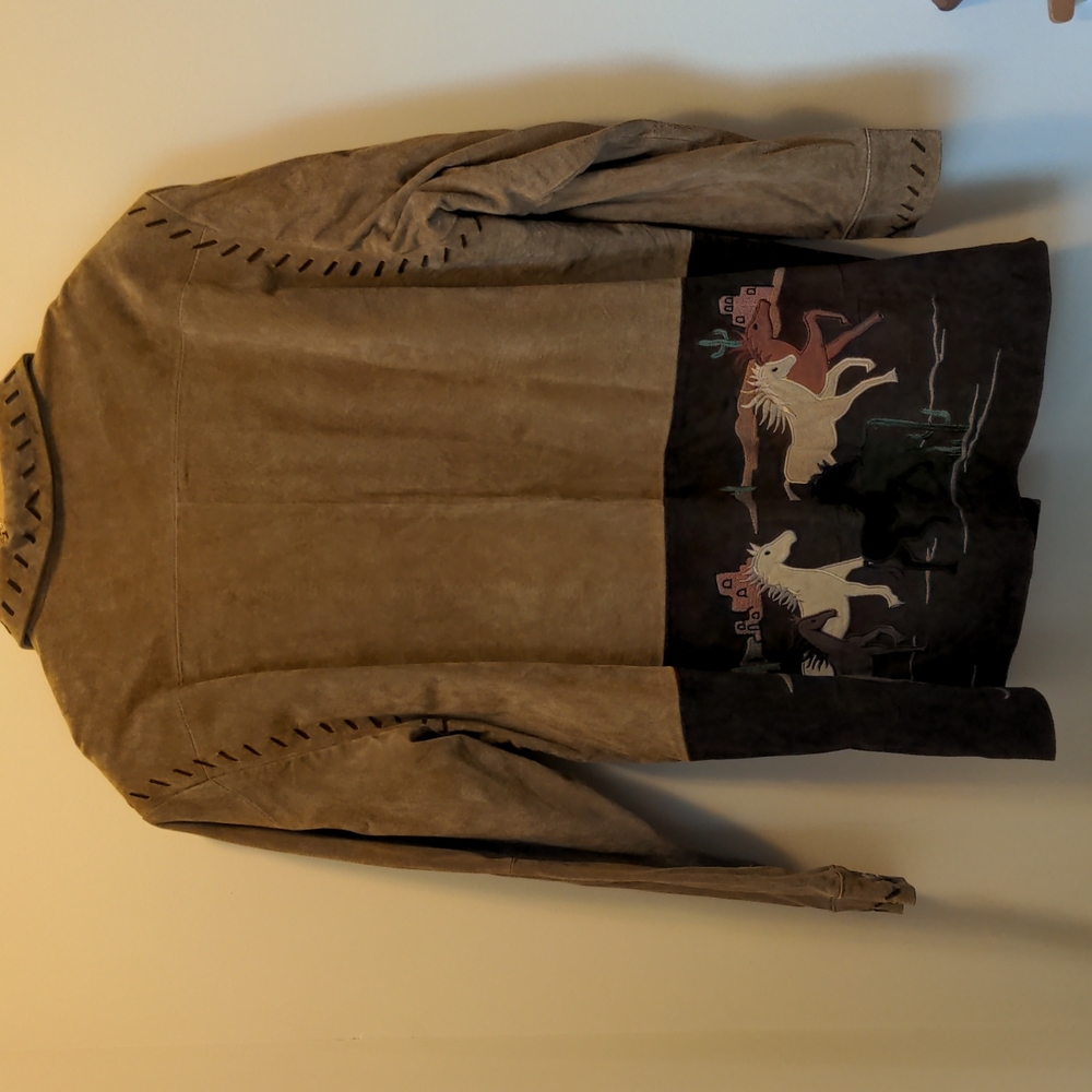The Quacker Factory Women's Size 1X 100% Leather Western Horse Themed Shirt - Picture 9 of 15